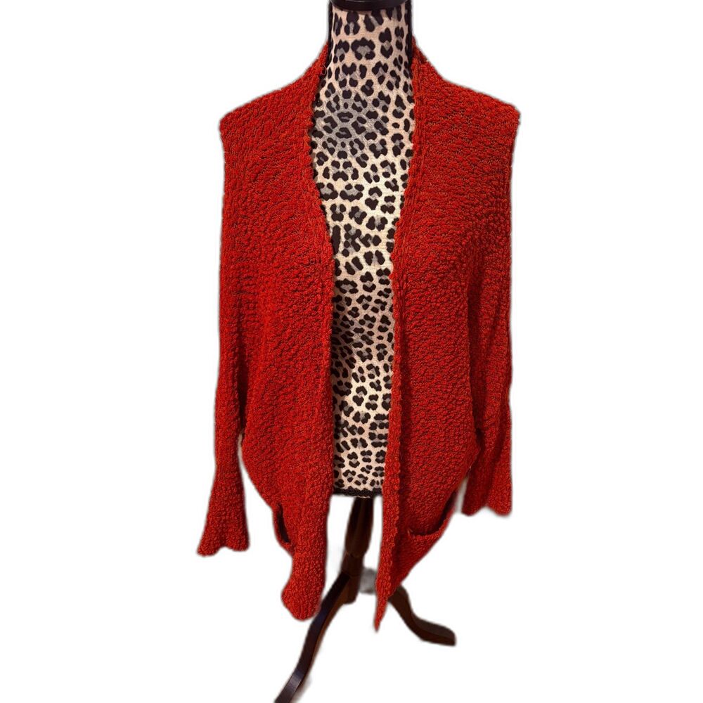 Umgee Popcorn Knit Cardigan Oversized Dolman Sleeve Medium Cozy Boho Sweater